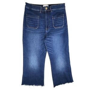 Dear John Jeans Womens 31 Blue High Rise Wide Leg Ankle Fray Hem Trouser